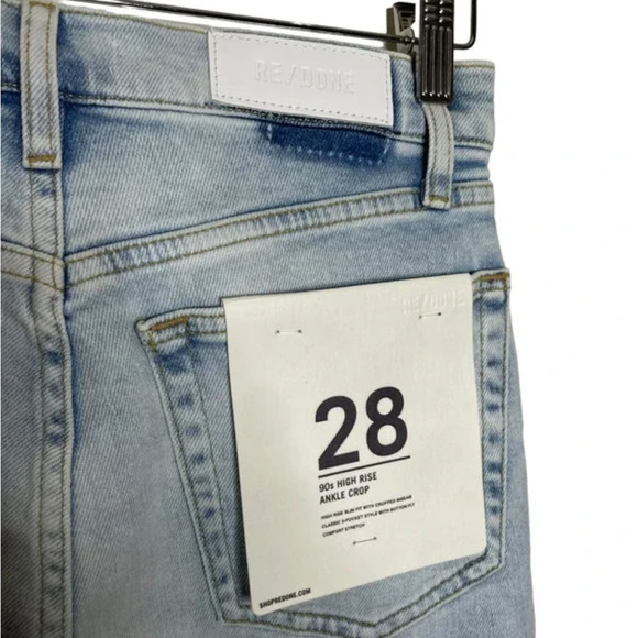 RE/DONE 90s High Rise Ankle Crop Straight Leg Jeans Size 28 Vintage-Inspired Fit - Picture 6 of 9